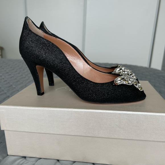 Aruna Seth - Graphite Butterfly Pumps - Size 38 - All Leather - Made in Italy - Picture 6 of 16